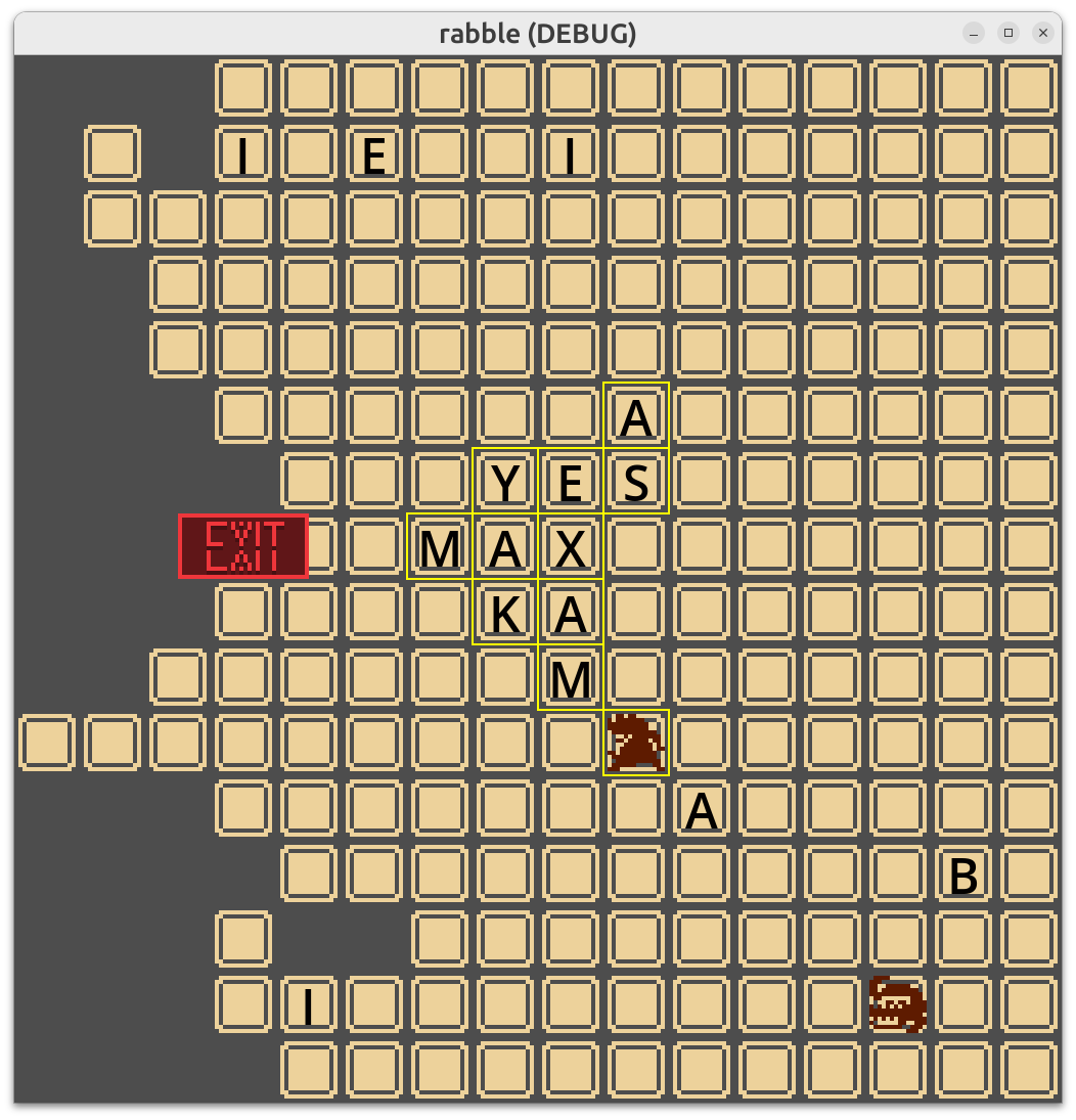 Tiles with exit and crossword on it